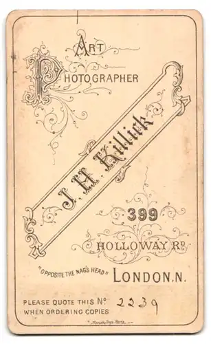 Fotografie J. H. Killick, London-N, 399, Holloway Rd., Portrait junge Dame in eleganter Kleidung