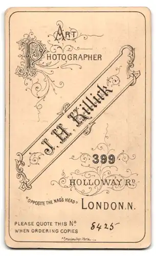 Fotografie J. H. Killick, London-N, 399, Holloway Rd., Portrait junge Dame im modischen Kleid