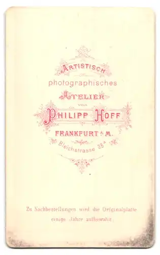 Fotografie Philipp Hoff, Frankfurt a. M., Bleichstrasse 38 a, Portrait junge Dame mit Hochsteckfrisur