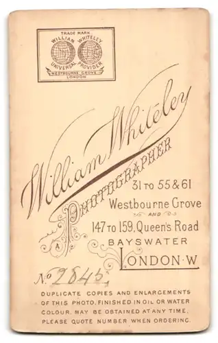 Fotografie William Whiteley, London-W, 31 to 55 & 61, Westbourne Grove, Portrait niedliches Kleinkind im hübschen Kleid