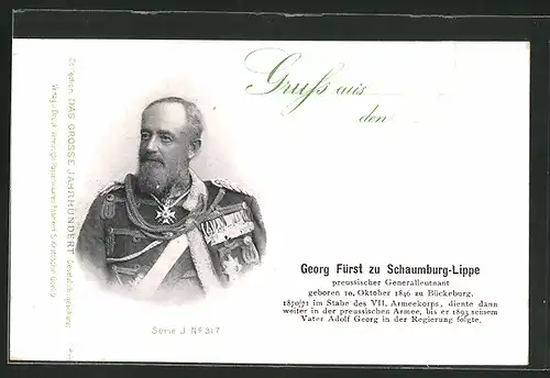 AK Fürst Georg zu Schaumburg-Lippe in Uniform