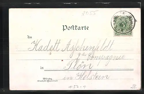 Vorläufer-Lithographie Friedrichsruh, 1895, Schlossansichten, Fürst Bismarck, Engel