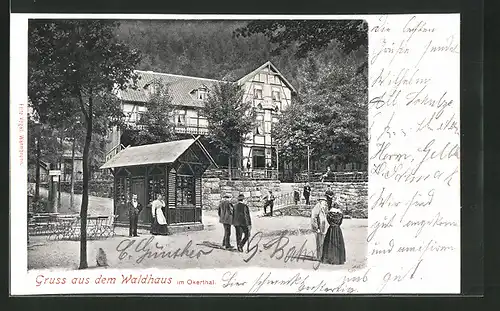 AK Oker, Gasthaus Waldhaus mit AK-Büdchen im Okertal