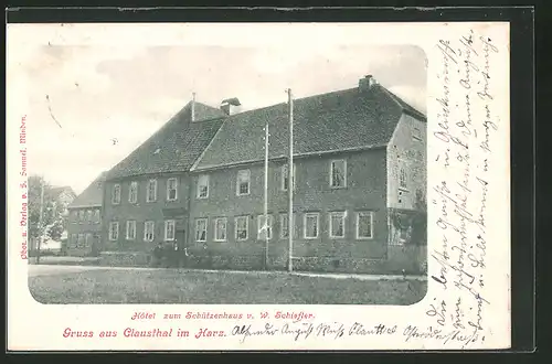 AK Clausthal /Harz, Hotel zum Schützenhaus von W. Schiefler