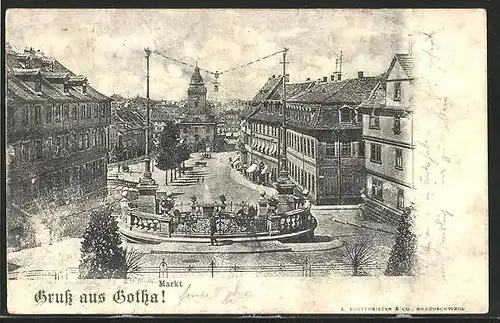 AK Gotha, Marktplatz aus der Vogelschau