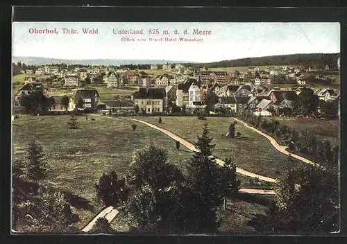 AK Oberhof / Thür. Wald, Blick vom Grand Hotel Wünscher auf das Unterland