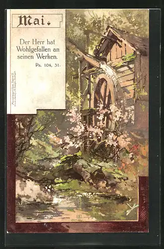 Künstler-AK Theodor Guggenberger: Mühle im Wald im Mai