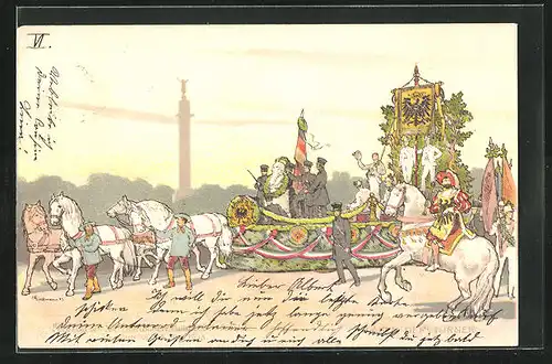 AK Hannover, Festzug des XIV. Dt. Bundesschiessens 1903, Wagen der Turner, Schützenverein