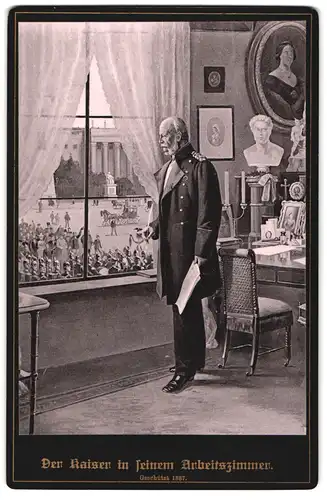 Fotografie unbekannter Fotograf und Ort, Portrait Kaiser Wilhelm I. in seinem Arbeitszimmer