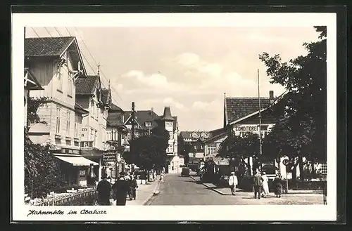 AK Hahnenklee im Oberharz, Strassenpartie mit Geschäften