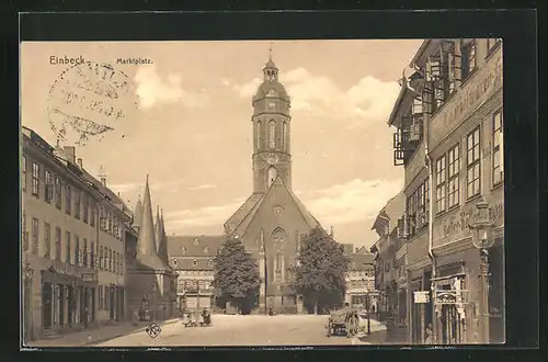 AK Einbeck, Marktplatz mit Geschäften