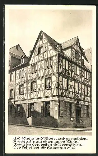 AK Koblenz, Gasthaus Zum Hubertus, Florinsmarkt