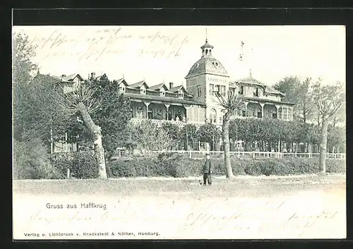 AK Haffkrug, Hotel Elisabethbad, Spaziergang im Sommer