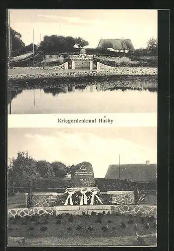 AK Husby, Kriegerdenkmal mit Wasserpartie