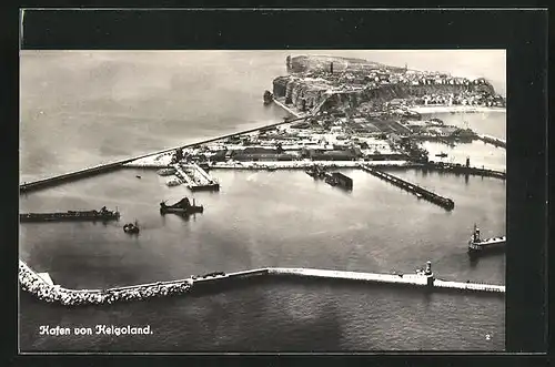 AK Helgoland, Hafen aus der Vogelschau