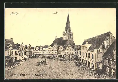 AK Alt-Kiel, Markt mit Kirche vor 1870