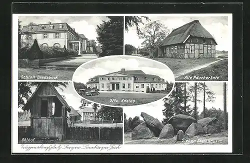 AK Bergen / Lüneburger Heide, Offz. Kasino, Schloss Bredebeck, Alte Räucherkate