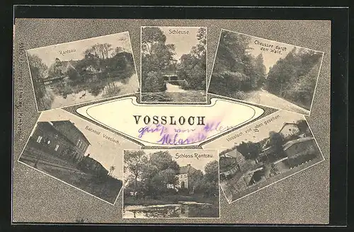 AK Vossloch, Bahnhof, Schleuse, Schloss Rantzau