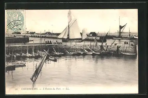 AK Cherbourg, L`Entrée du Port, Hafen