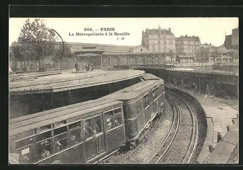 AK Paris, Le Métropolitain à la Bastille, U-Bahn