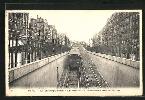 AK Paris, Le Métropolitain, La rampe du Boulevard Rochechouart, U-Bahn vorm Tunnel