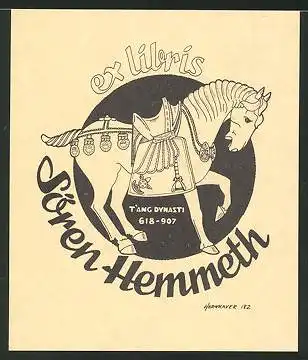 Exlibris Sören Hemmeth, Pferd mit Sattel