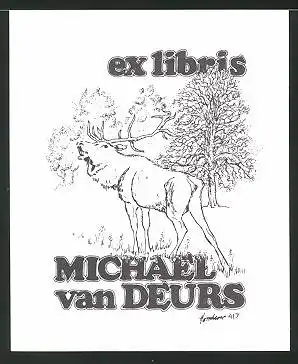 Exlibris Michael van Deurs, Hirsch beim Ruf