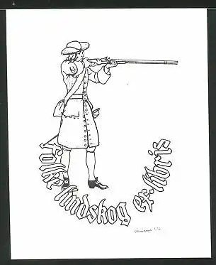 Exlibris Folke Lindskog, Mann mit Gewehr