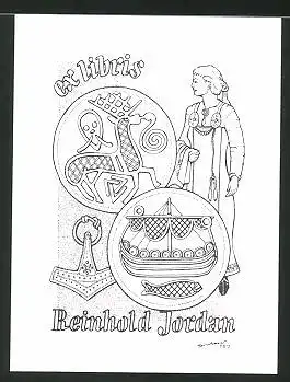 Exlibris Beinhold Jordan, Schiff, Trojanische Pferd