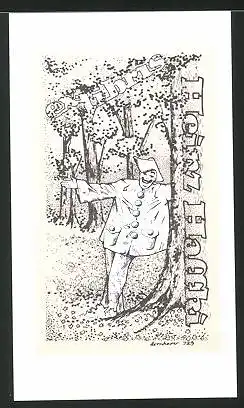 Exlibris Heinz Haffki, Clown im Wald