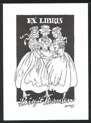 Exlibris Birgit Thomsen, Frauen im breiten Kleid