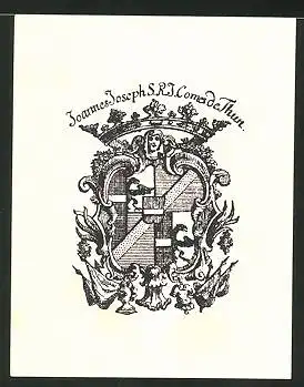Exlibris Joannes Joseph S. R. J., Wappen mit Greif und Krone