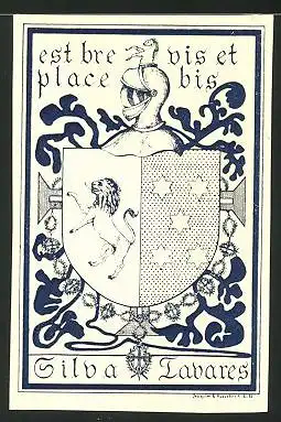 Exlibris Gilba Labares, Wappen mit Ritterhelm und Sterne