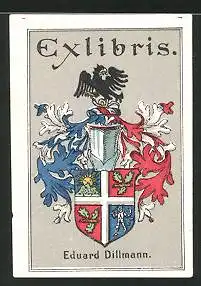 Exlibris Eduard Dillmann, Wappen mit Ritterhelm und Sonne