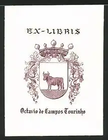 Exlibris Octavio de Campos Tourinho, Wappen mit Krone und Kuh
