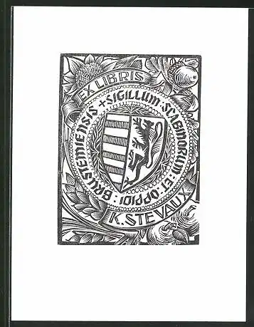 Exlibris K. Stevaux, Wappen mit Greif
