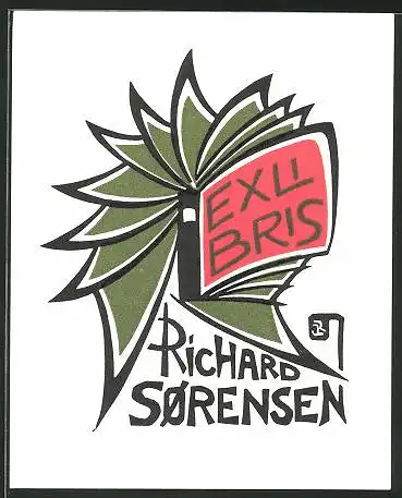 Exlibris Richard Sörensen, Exlibris Buch aufgeschlagen