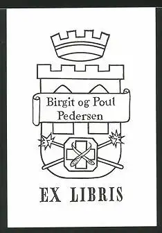 Exlibris Birgit og Poul Pedersen, Wappen mit Krone