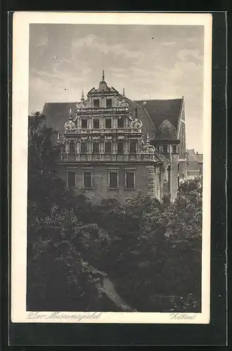 AK Zittau, Blick zum Museumsgiebel