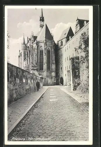 AK Altenburg i. Thür., Strasse zum Schloss mit Kirche