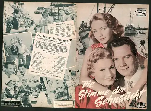 Filmprogramm DNF, Die Stimme der Sehnsucht, Rudolf Schock, Waltraut Haas, Mady Rahl, Regie Thomas Engel