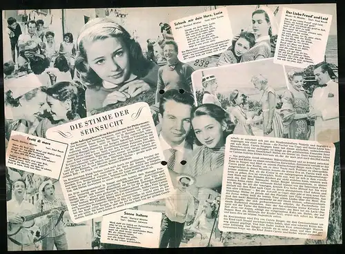 Filmprogramm DNF, Die Stimme der Sehnsucht, Rudolf Schock, Waltraut Haas, Mady Rahl, Regie Thomas Engel