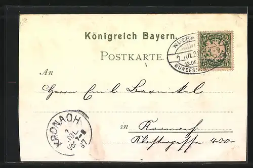 Lithographie Nürnberg, XII. Deutsches Bundesschiessen 1897, Festhalle
