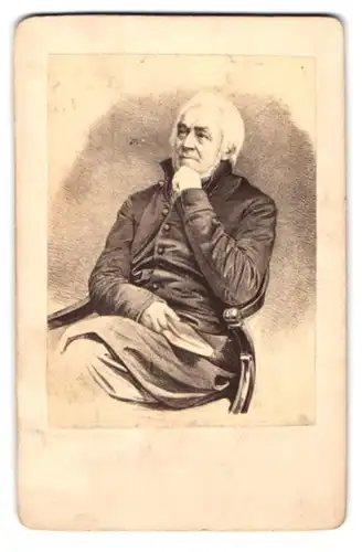 Fotografie Ernst Moritz Arndt, deutscher Schriftsteller, im Stuhl sitzend