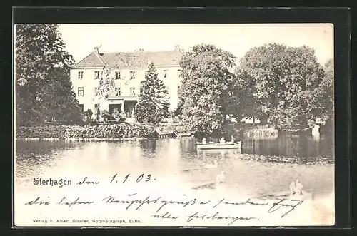 AK Sierhagen, Teich mit Gasthaus