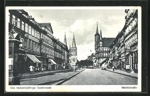 AK Duderstadt, Marktstrasse mit Geschäften und Apotheke