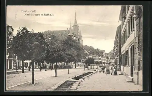 AK Duderstadt, Marktstrasse mit Rathaus