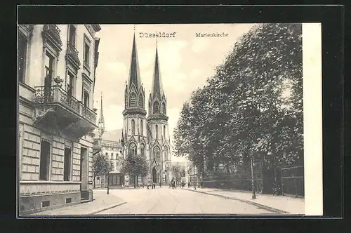 AK Düsseldorf, Tonhallenstrasse mit Marienkirche