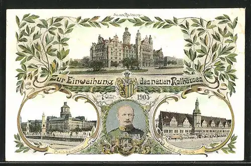 AK Leipzig, Pleissenburg, Neues Rathaus, Altes Rathaus