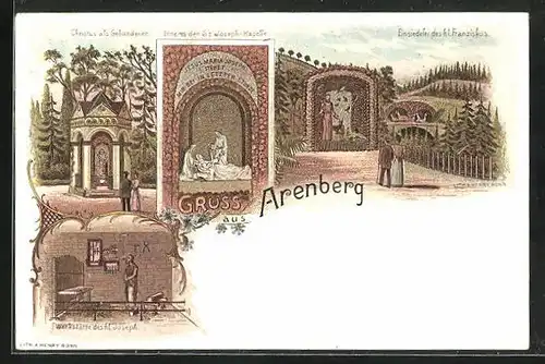 Lithographie Arenberg, Inneres der St. Joseph-Kapelle